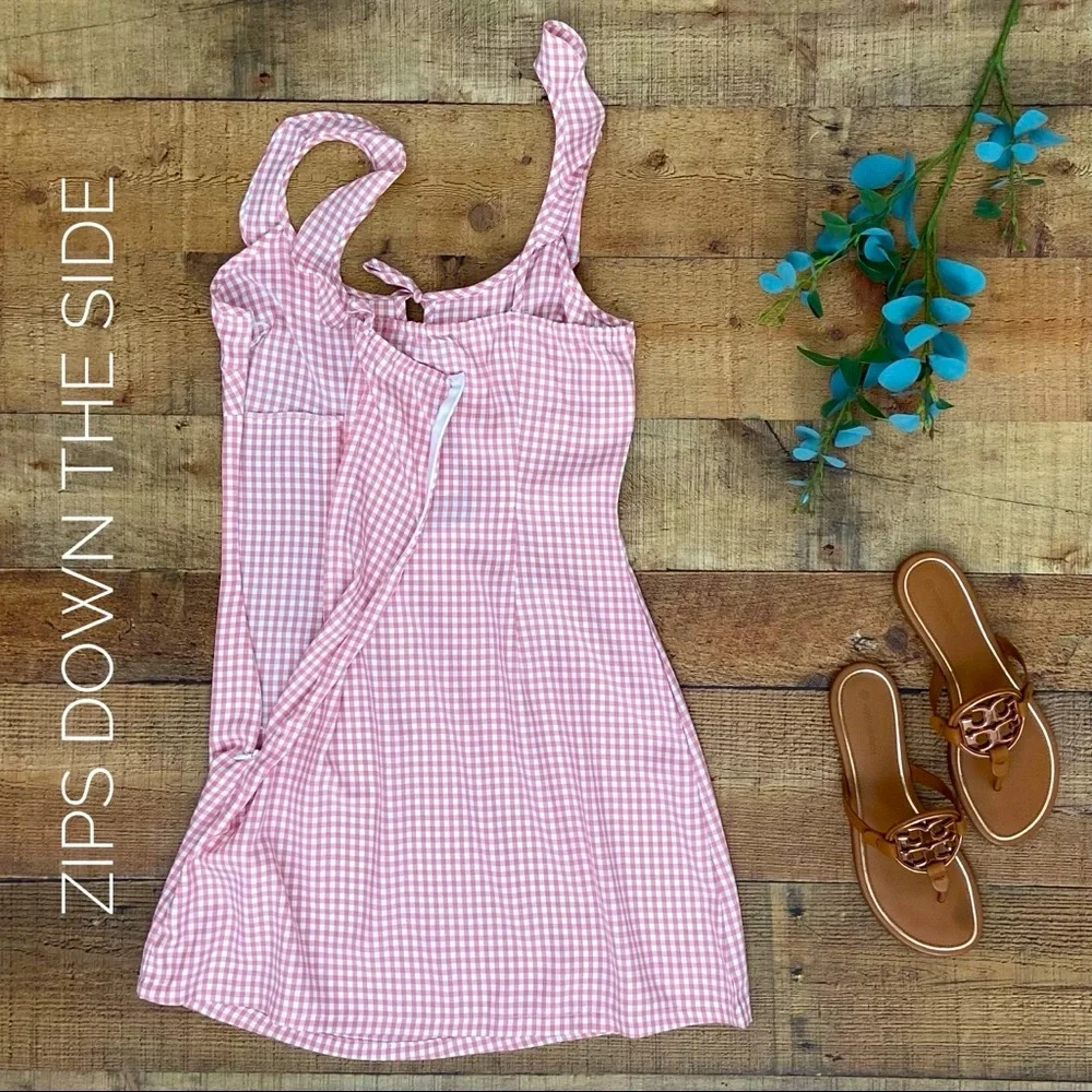 Dress Pink + White Gingham Mini Dress 💗 NWT - Picture 8 of 11